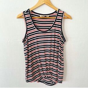 Christian Siriano Red White & Blue Stripes Twist Hem‎ Tank Top Size Large